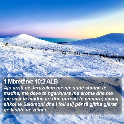1 Mbretërve 10:2 ALB Bible Verse Image
