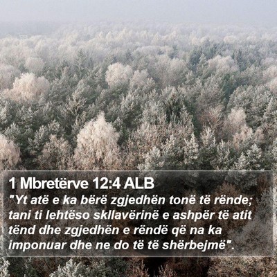 1 Mbretërve 12:4 ALB Bible Verse Image