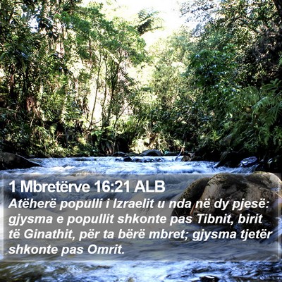 1 Mbretërve 16:21 ALB Bible Verse Image
