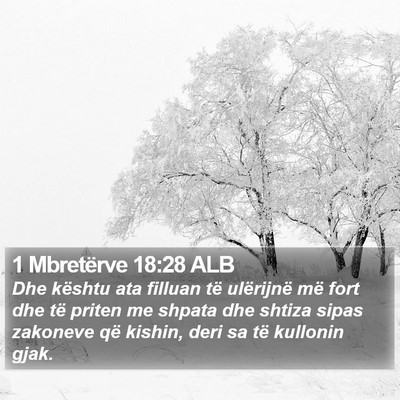 1 Mbretërve 18:28 ALB Bible Verse Image