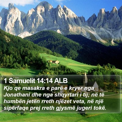 1 Samuelit 14:14 ALB Bible Verse Image