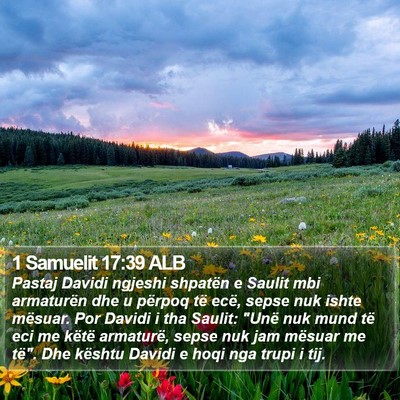 1 Samuelit 17:39 ALB Bible Verse Image