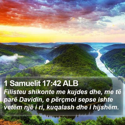 1 Samuelit 17:42 ALB Bible Verse Image
