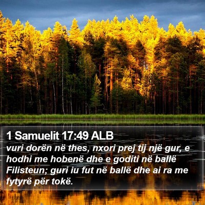 1 Samuelit 17:49 ALB Bible Verse Image