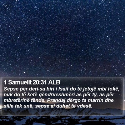 1 Samuelit 20:31 ALB Bible Verse Image