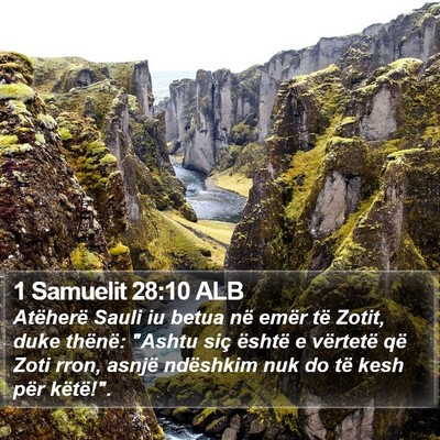 1 Samuelit 28:10 ALB Bible Verse Image