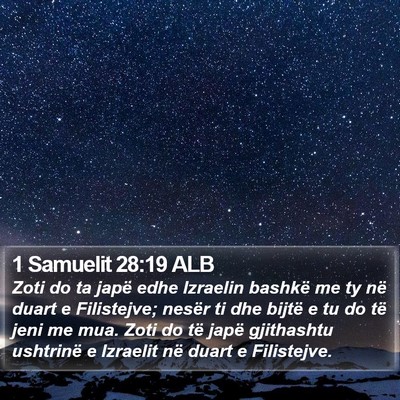 1 Samuelit 28:19 ALB Bible Verse Image