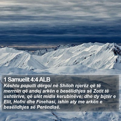 1 Samuelit 4:4 ALB Bible Verse Image