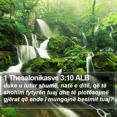 1 Thesalonikasve 3:10 ALB Bible Verse Image