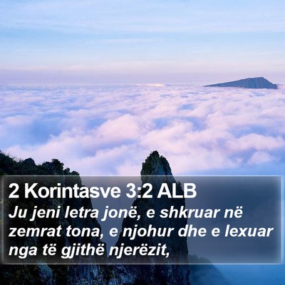 2 Korintasve 3:2 ALB Bible Verse Image