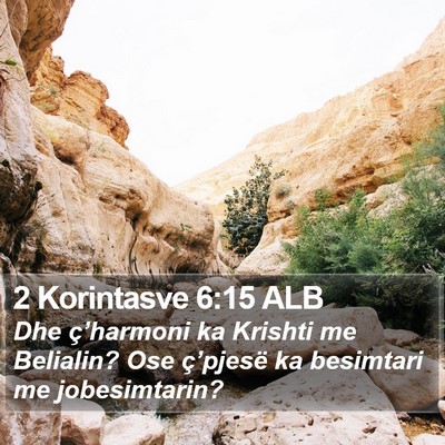 2 Korintasve 6:15 ALB Bible Verse Image