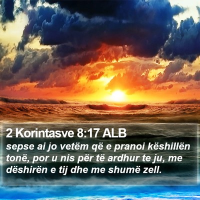 2 Korintasve 8:17 ALB Bible Verse Image