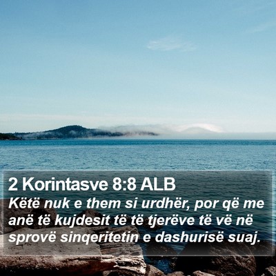 2 Korintasve 8:8 ALB Bible Verse Image