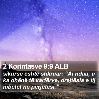 2 Korintasve 9:9 ALB Bible Verse Image