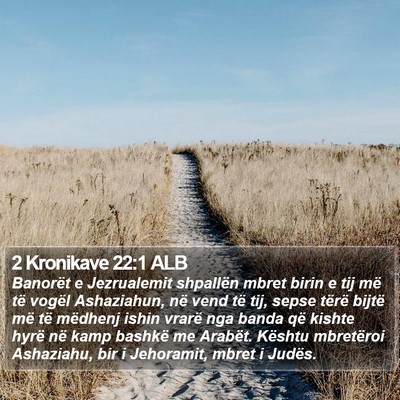 2 Kronikave 22:1 ALB Bible Verse Image