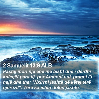 2 Samuelit 13:9 ALB Bible Verse Image