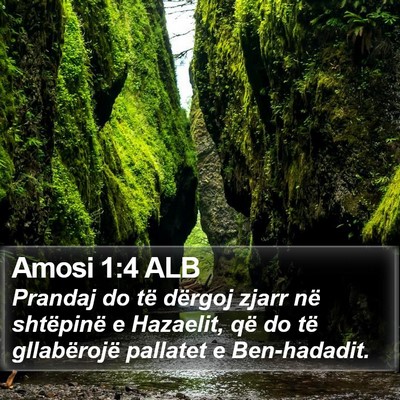 Amosi 1:4 ALB Bible Verse Image