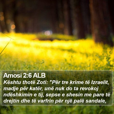 Amosi 2:6 ALB Bible Verse Image
