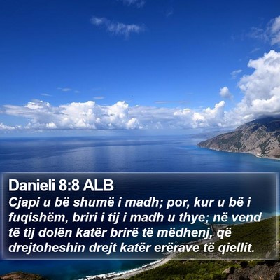 Danieli 8:8 ALB Bible Verse Image