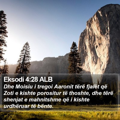 Eksodi 4:28 ALB Bible Verse Image