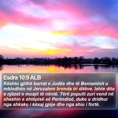 Esdra 10:9 ALB Bible Verse Image