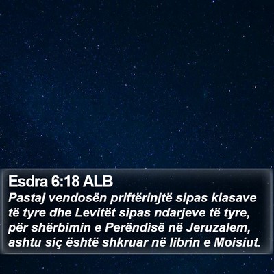 Esdra 6:18 ALB Bible Verse Image
