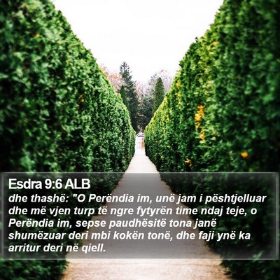 Esdra 9:6 ALB Bible Verse Image