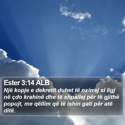 Ester 3:14 ALB Bible Verse Image