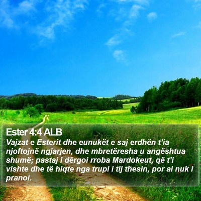 Ester 4:4 ALB Bible Verse Image