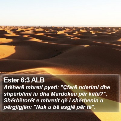 Ester 6:3 ALB Bible Verse Image