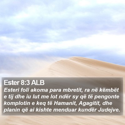Ester 8:3 ALB Bible Verse Image