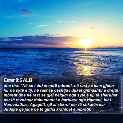 Ester 8:5 ALB Bible Verse Image