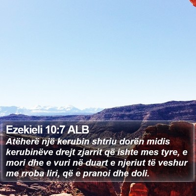 Ezekieli 10:7 ALB Bible Verse Image