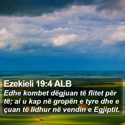 Ezekieli 19:4 ALB Bible Verse Image