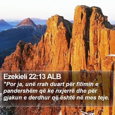 Ezekieli 22:13 ALB Bible Verse Image