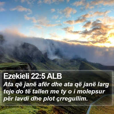 Ezekieli 22:5 ALB Bible Verse Image