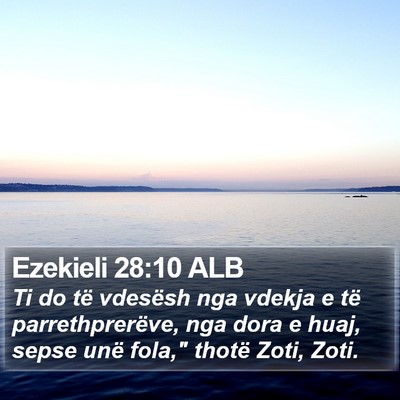 Ezekieli 28:10 ALB Bible Verse Image