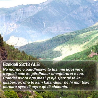 Ezekieli 28:18 ALB Bible Verse Image