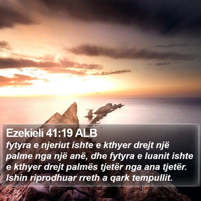 Ezekieli 41:19 ALB Bible Verse Image