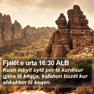 Fjalët e urta 16:30 ALB Bible Verse Image