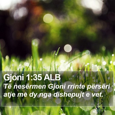 Gjoni 1:35 ALB Bible Verse Image