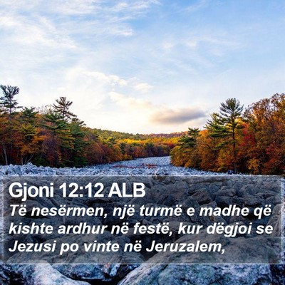 Gjoni 12:12 ALB Bible Verse Image