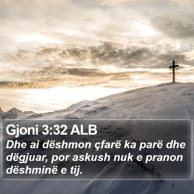 Gjoni 3:32 ALB Bible Verse Image