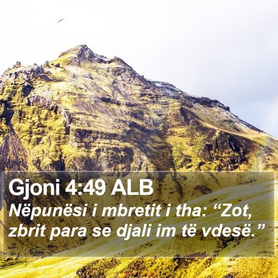 Gjoni 4:49 ALB Bible Verse Image