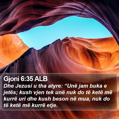 Gjoni 6:35 ALB Bible Verse Image