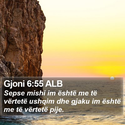 Gjoni 6:55 ALB Bible Verse Image