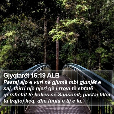 Gjyqtarët 16:19 ALB Bible Verse Image
