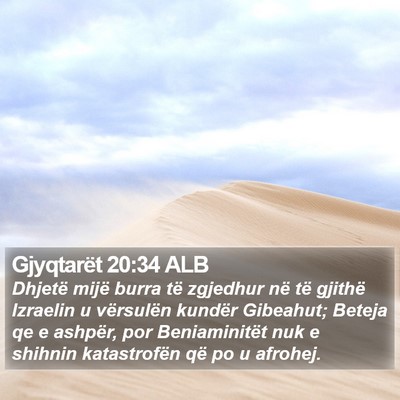 Gjyqtarët 20:34 ALB Bible Verse Image