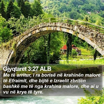 Gjyqtarët 3:27 ALB Bible Verse Image