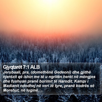 Gjyqtarët 7:1 ALB Bible Verse Image